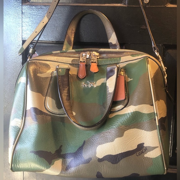 🖤💚 LIMITED EDITION RARE COACH SURREY CAMO CAMOFLAUGE SATCHEL HANDBAG - Picture 2 of 7